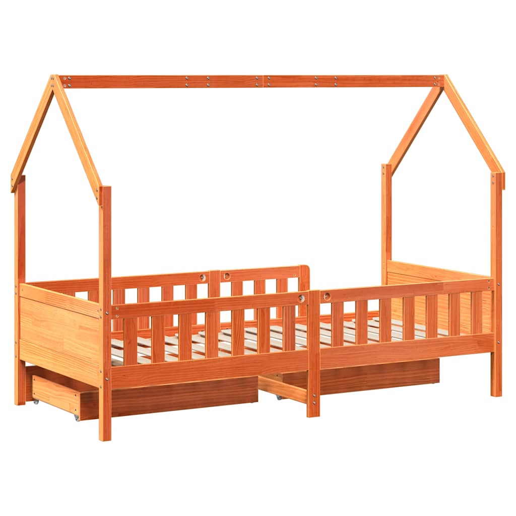 Cadre de lit enfants avec tiroirs sans matelas 80x200 cm bois - XIOS