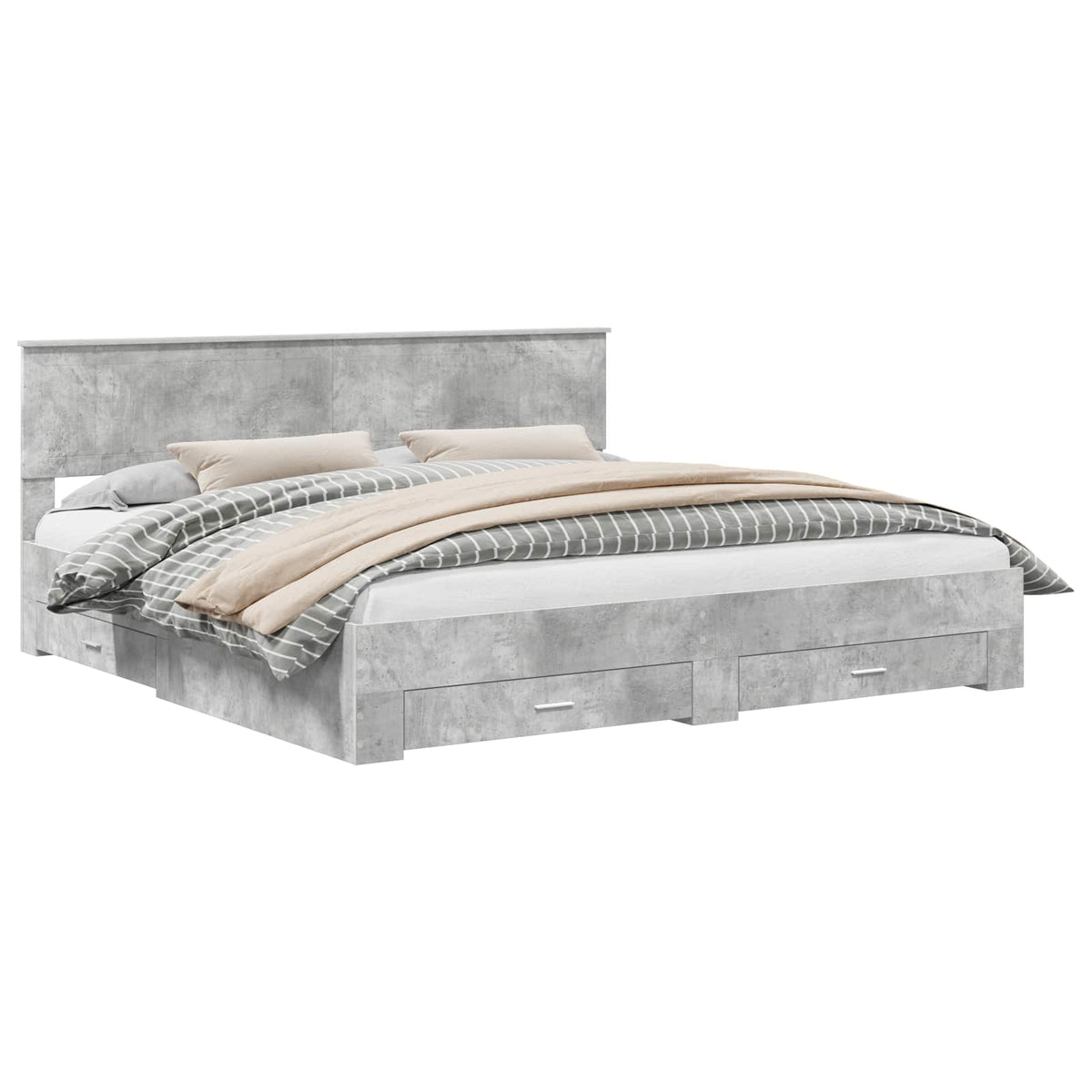 Cadre de lit Gris béton 200 x 200 cm Bois d’ingénierie - XIOS