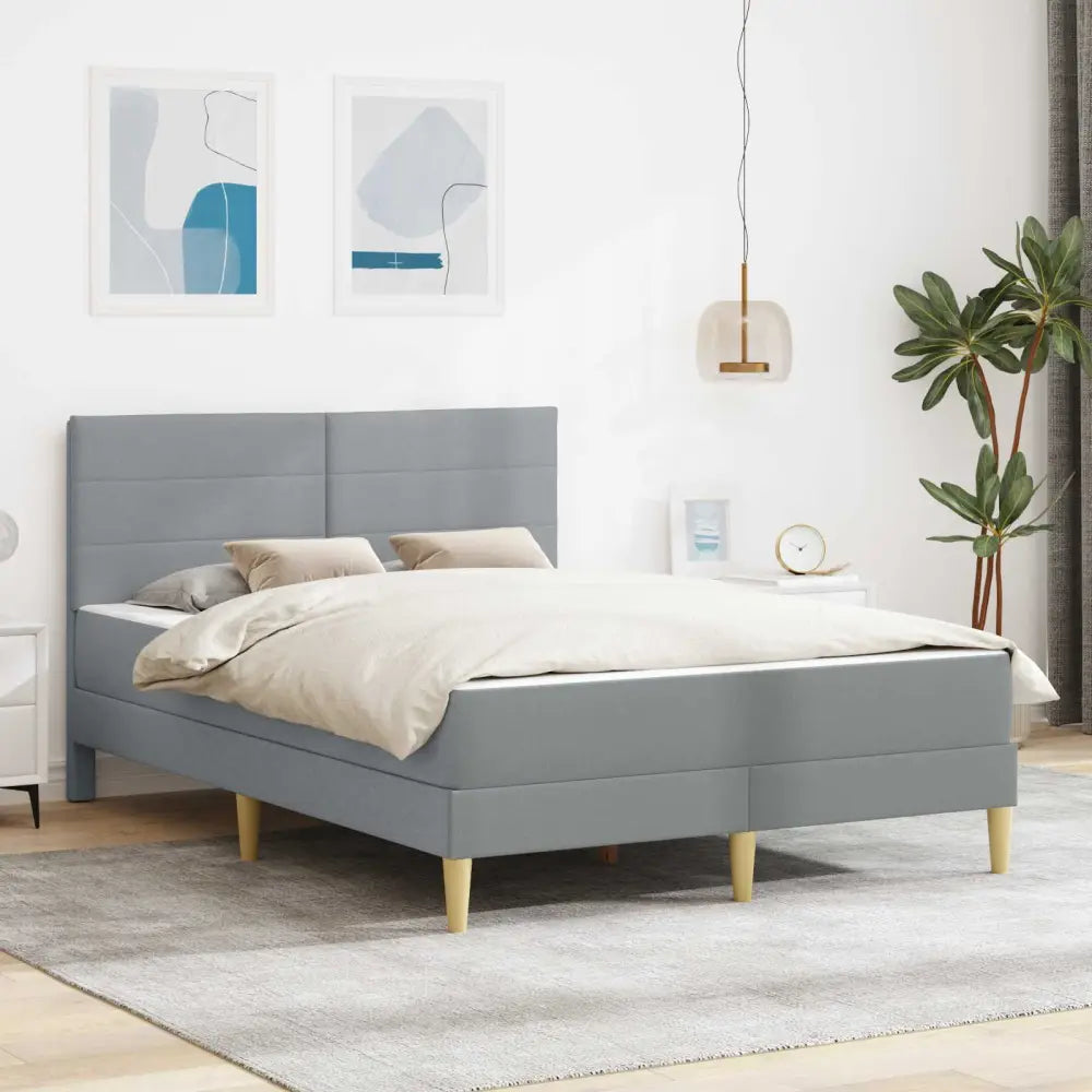 Cadre de lit Gris clair 140 x 190 cm Polyester - XIOS