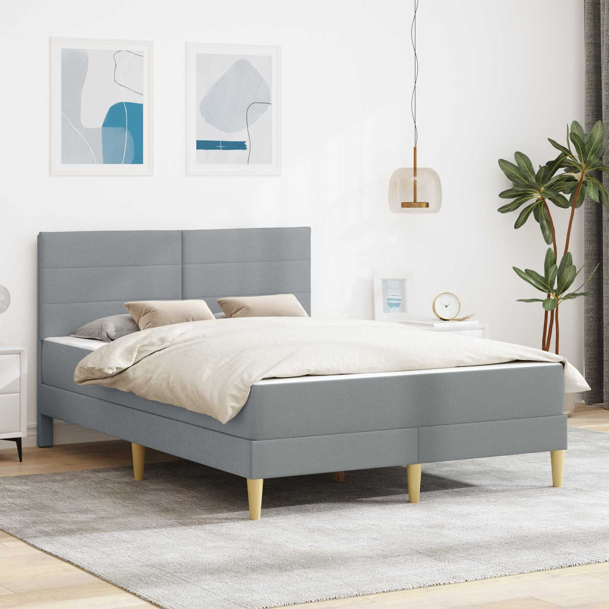 Cadre de lit Gris clair 160 x 200 cm Polyester - XIOS