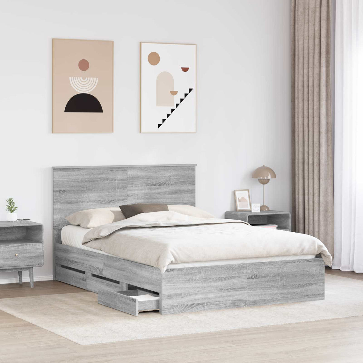 Cadre de lit Gris Sonoma 140 x 200 cm Bois Ingénierie - XIOS