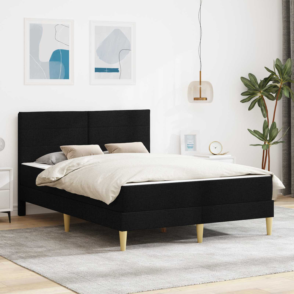 Cadre de lit Noir 140 x 200 cm Polyester - XIOS