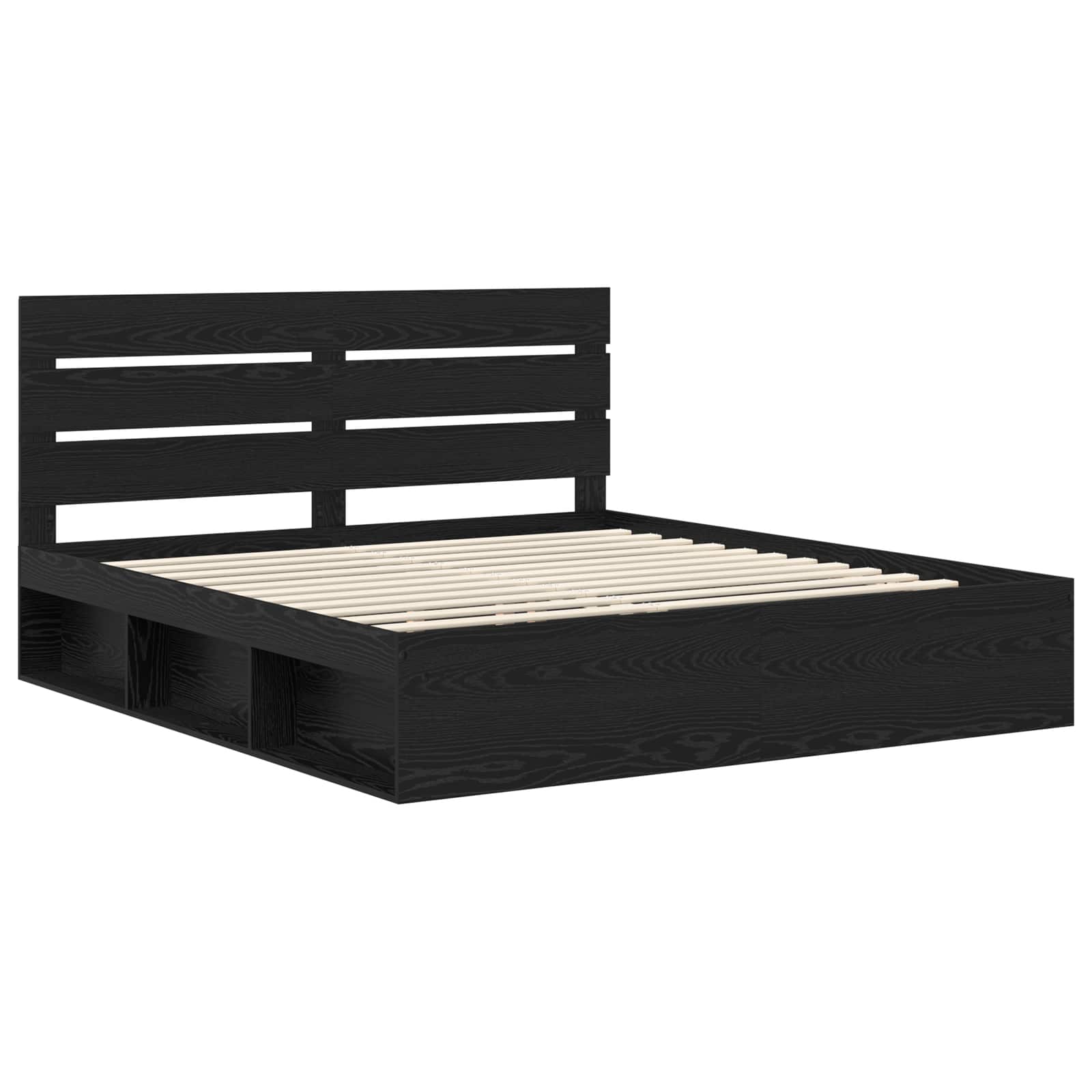 Cadre de lit Noir 200 x 200 cm Bois de pin massif - XIOS