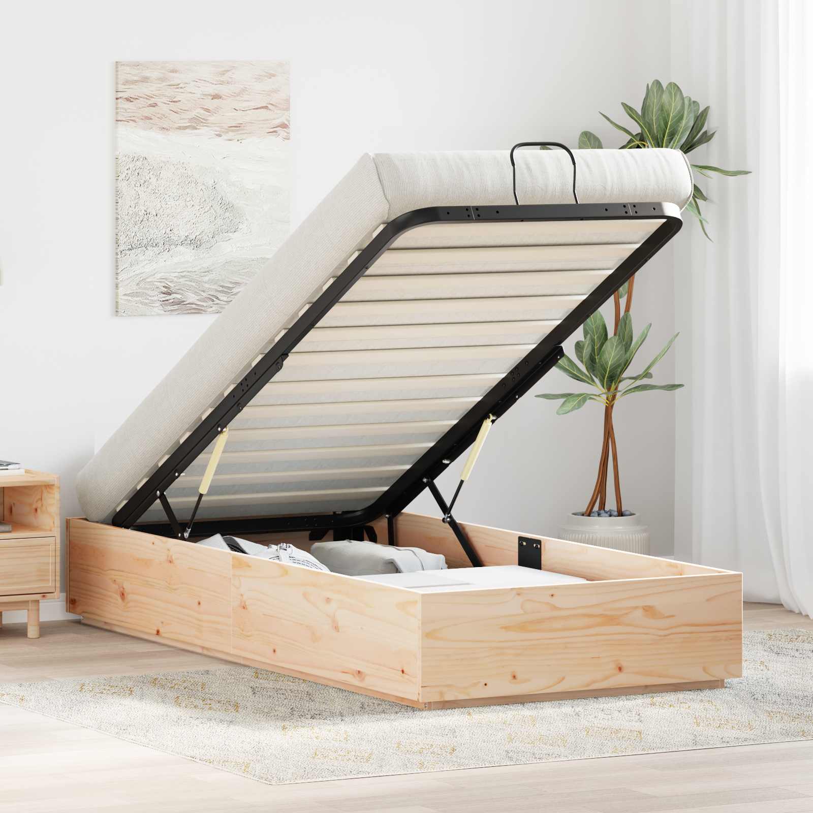 Cadre de lit ottoman avec rangement Naturel 100 x 200 cm - XIOS
