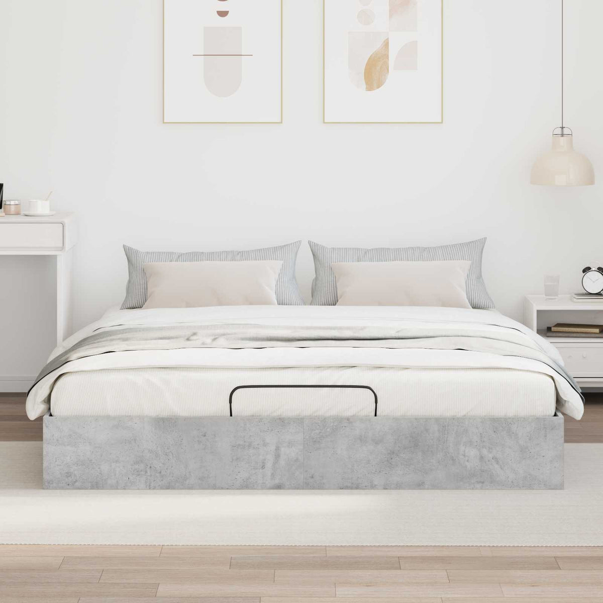 Cadre de lit ottoman Béton 203 x 180 x 25 cm Bois d’ingénierie - XIOS