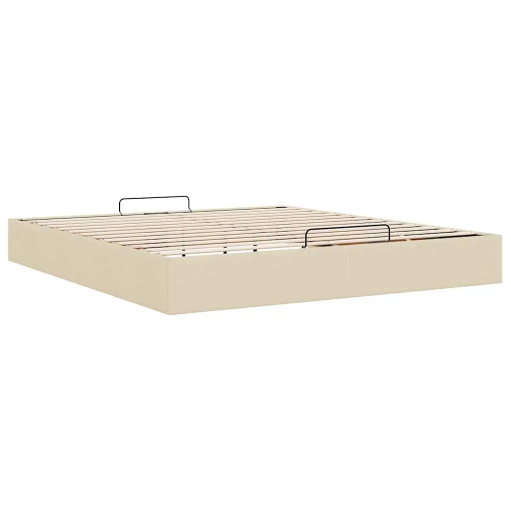 Cadre de lit ottoman sans matelas crème 160x200 cm tissu