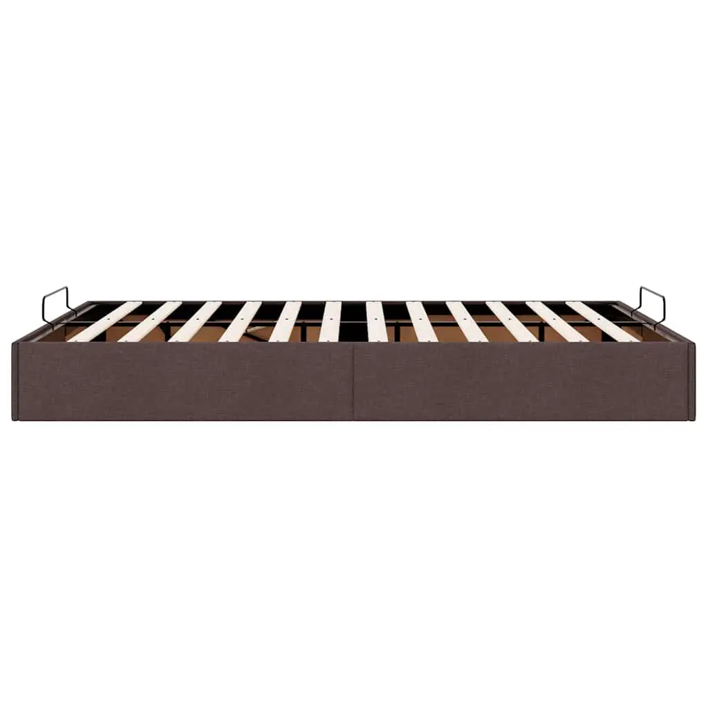 Cadre de lit ottoman sans matelas marron foncé 140x200 cm tissu