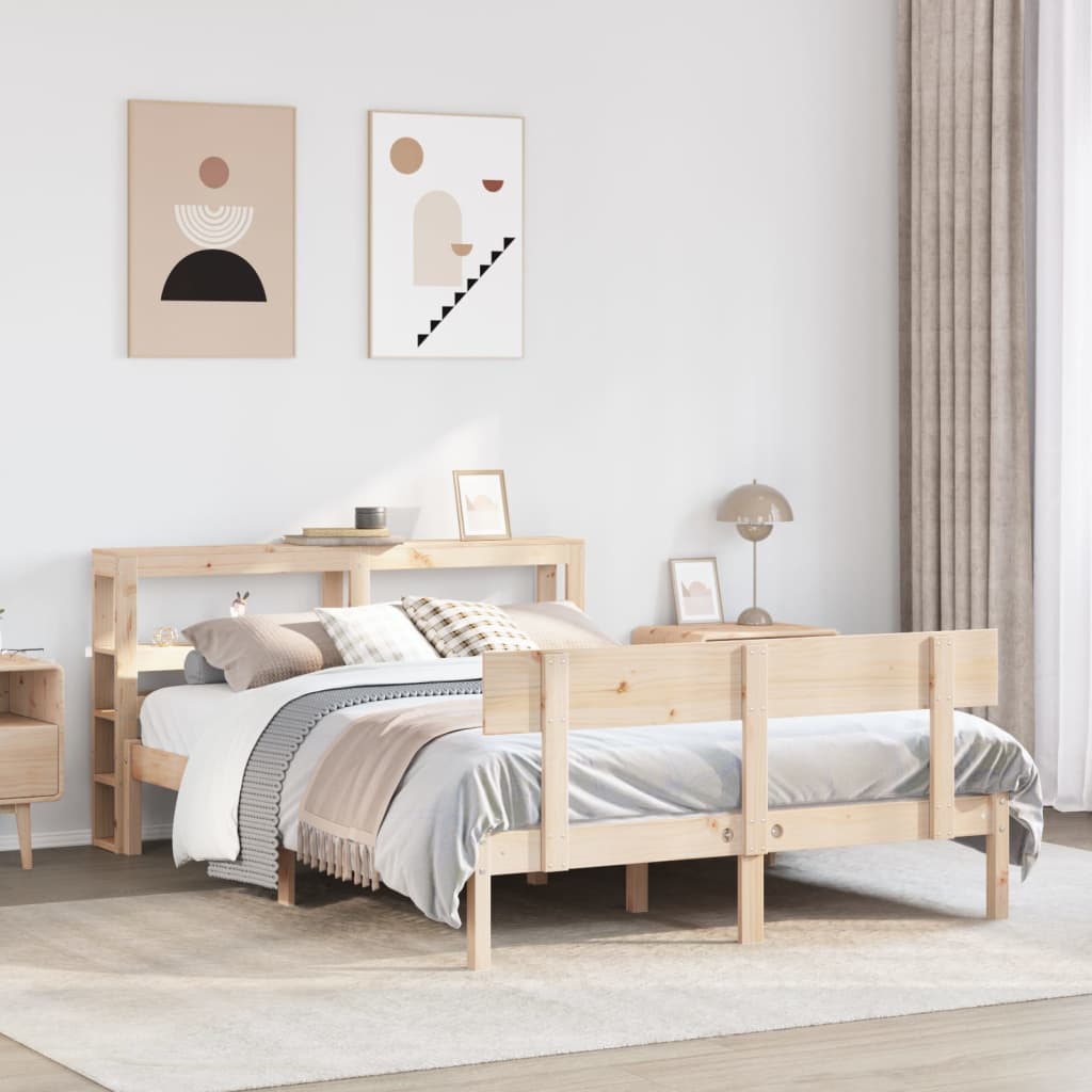 Cadre de lit sans matelas 140x190 cm bois de pin massif - XIOS