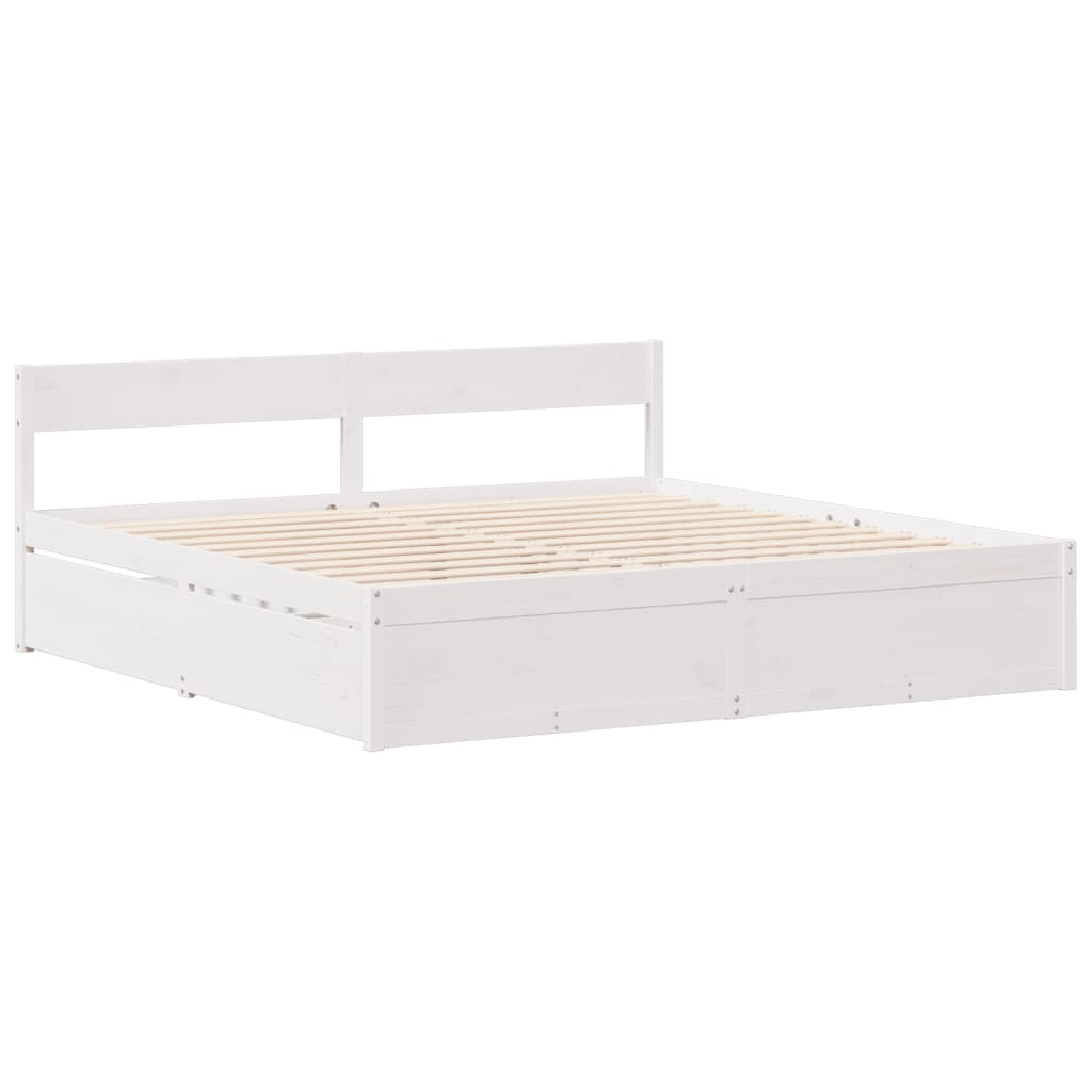 Cadre de lit sans matelas blanc 180x200 cm bois massif de pin - XIOS