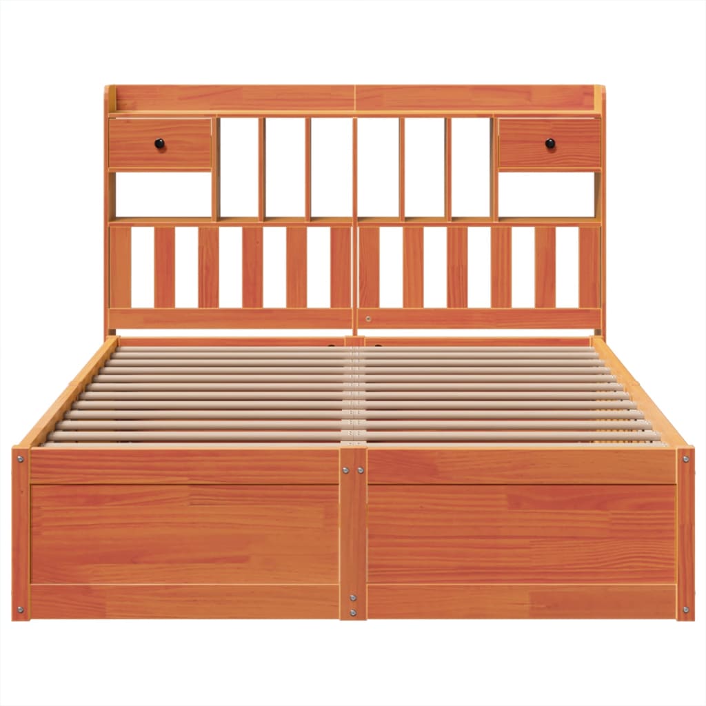Cadre de lit sans matelas cire marron 160x200cm bois pin massif - XIOS