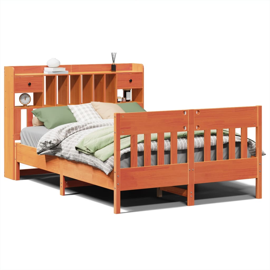 Cadre de lit sans matelas cire marron 160x200cm bois pin massif - XIOS