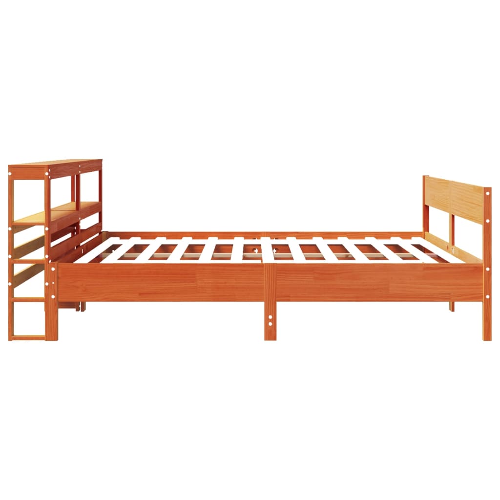 Cadre de lit sans matelas cire marron 180x200cm bois pin massif - XIOS