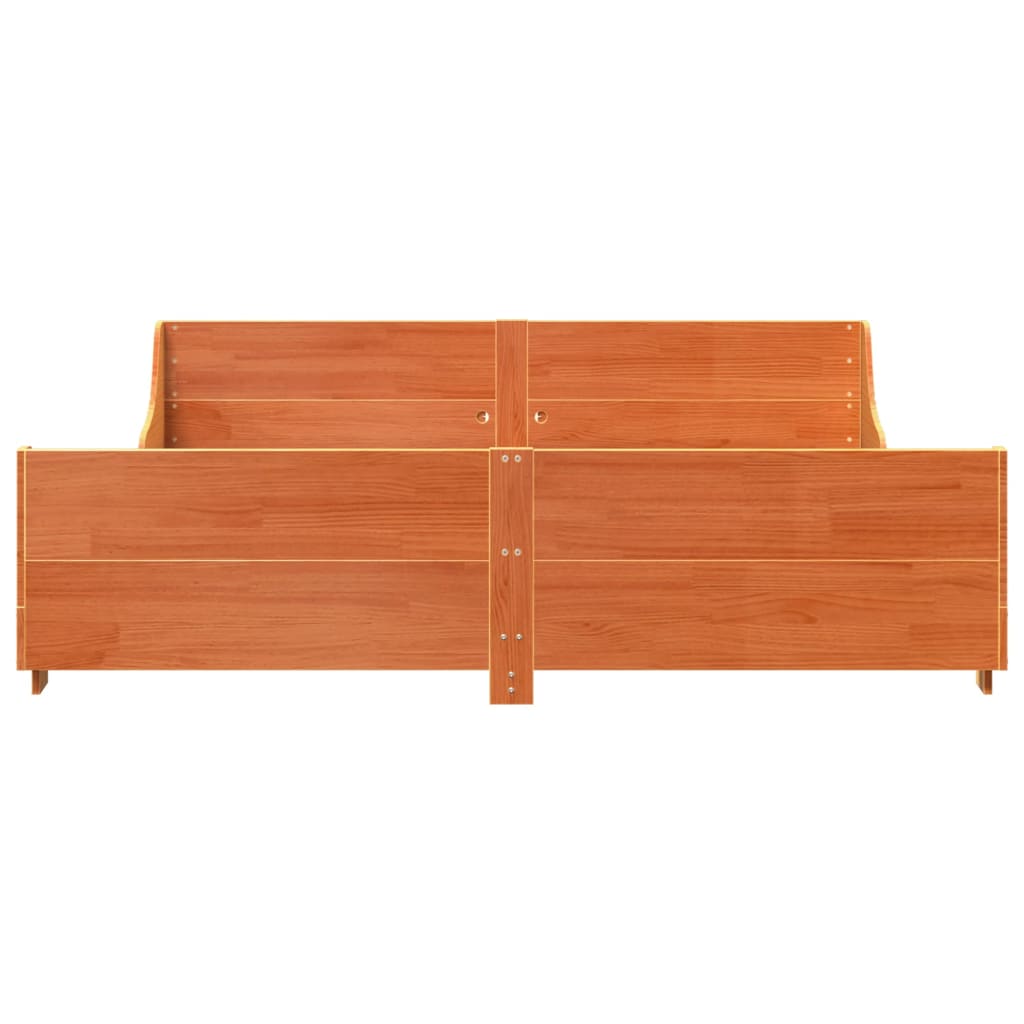 Cadre de lit sans matelas cire marron 200x200cm bois pin massif - XIOS