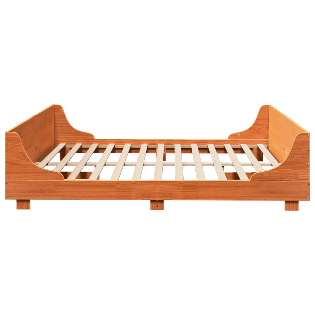 Cadre de lit sans matelas cire marron 200x200cm bois pin massif - XIOS