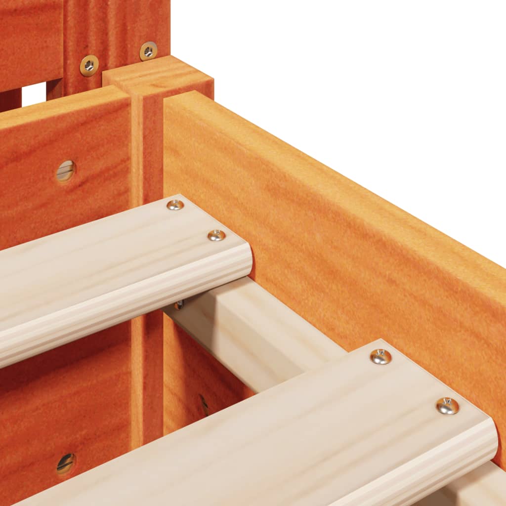 Cadre de lit sans matelas cire marron 200x200cm bois pin massif - XIOS