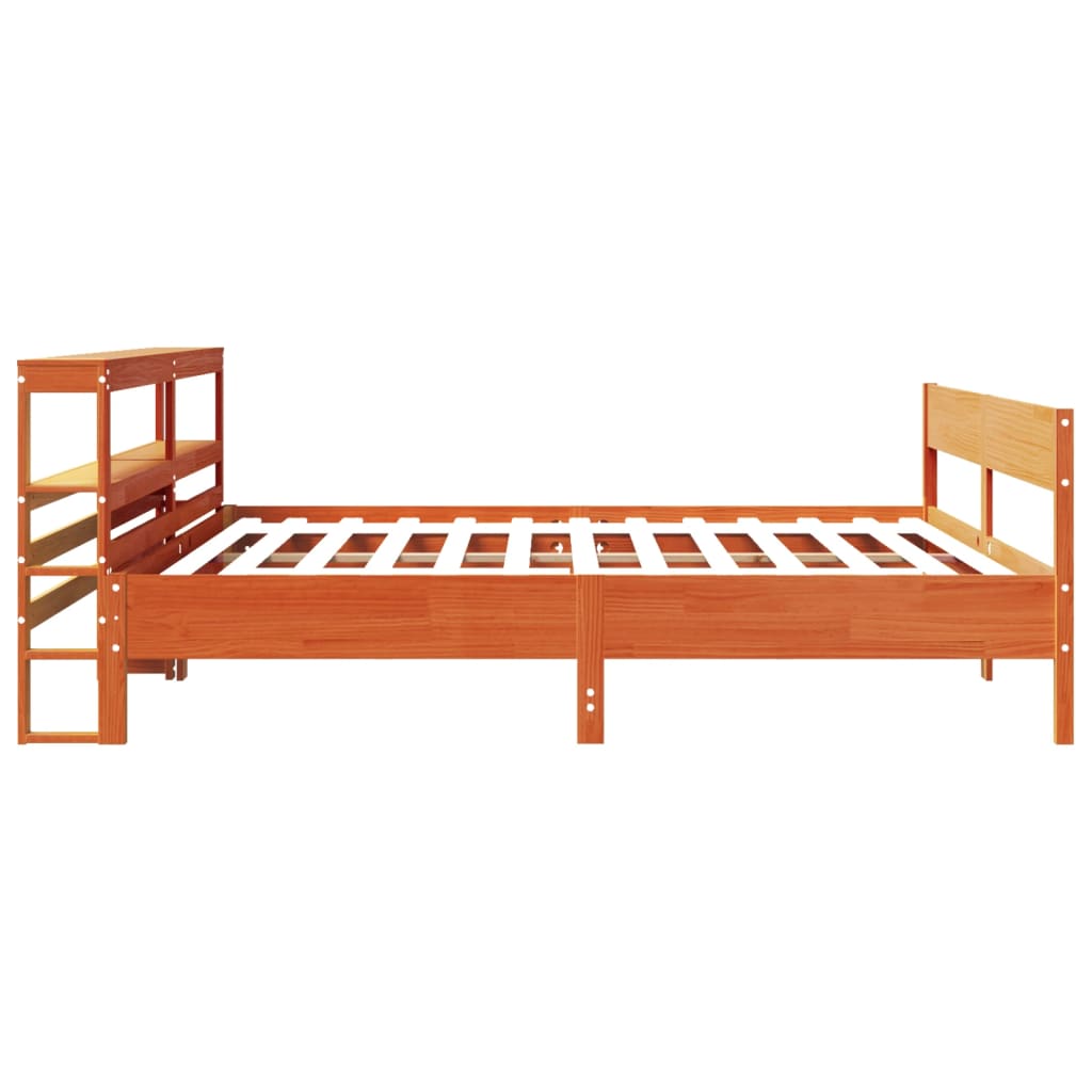 Cadre de lit sans matelas cire marron 200x200cm bois pin massif - XIOS