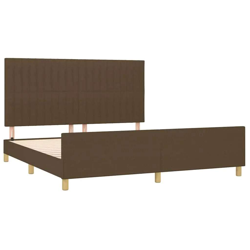 Cadre de lit sans matelas marron foncé 160x200 cm tissu - XIOS