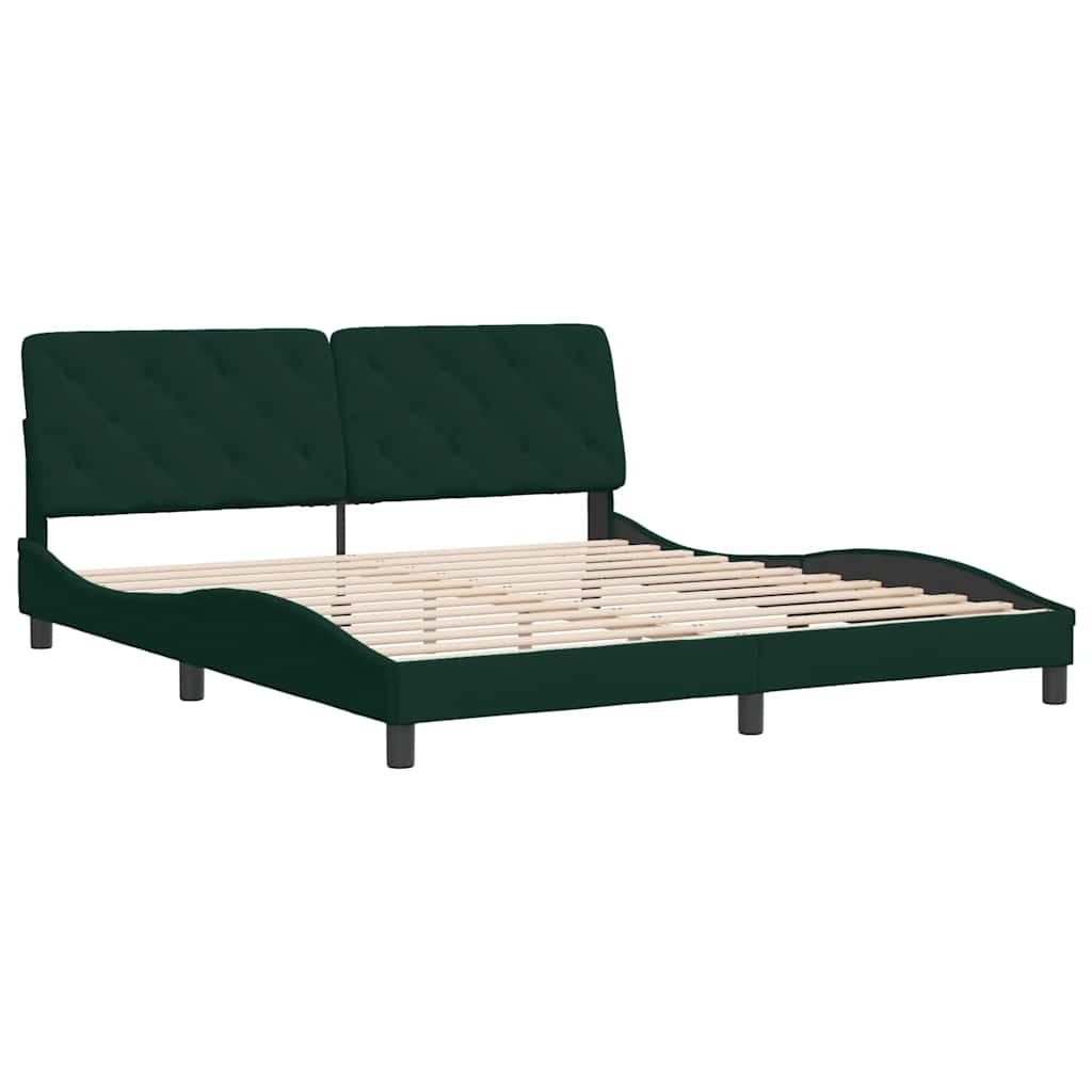 Cadre de lit sans matelas vert foncé 180x200 cm velours - XIOS