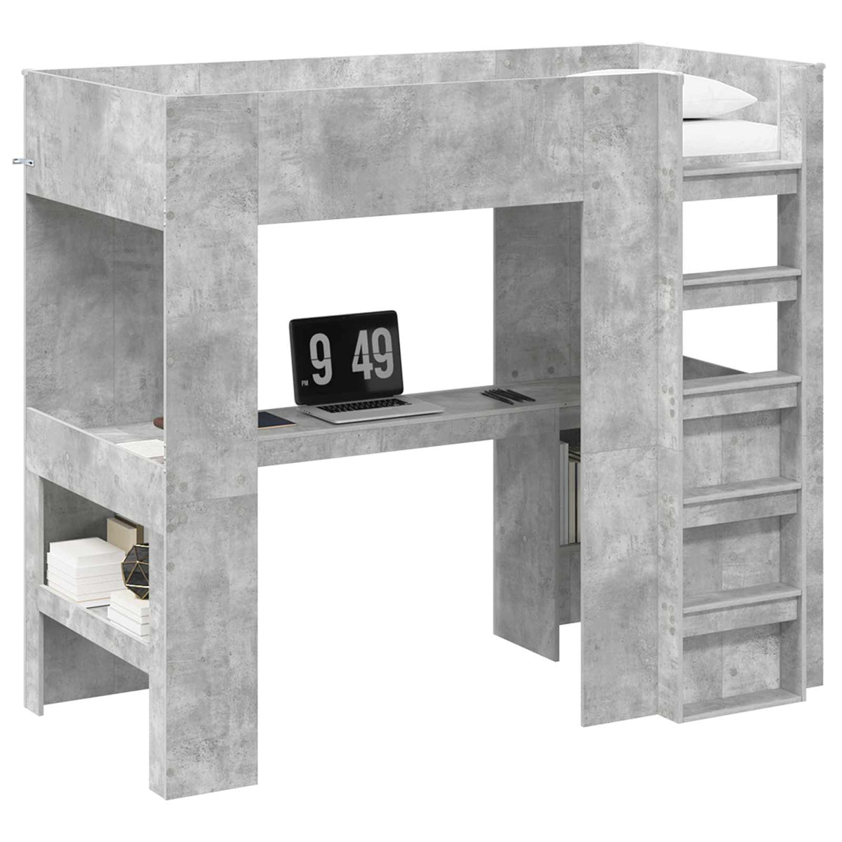 Cadre de lit superposé avec bureau Gris béton 100 x 200 cm - XIOS