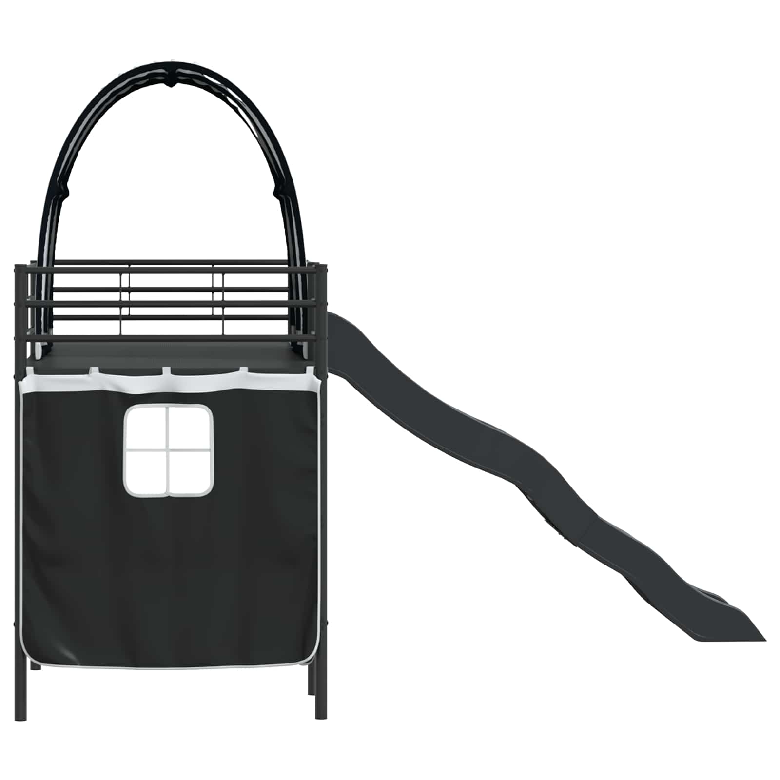 Cadre de lit superposé pour enfants avec rideaux Uni Noir Métал - XIOS