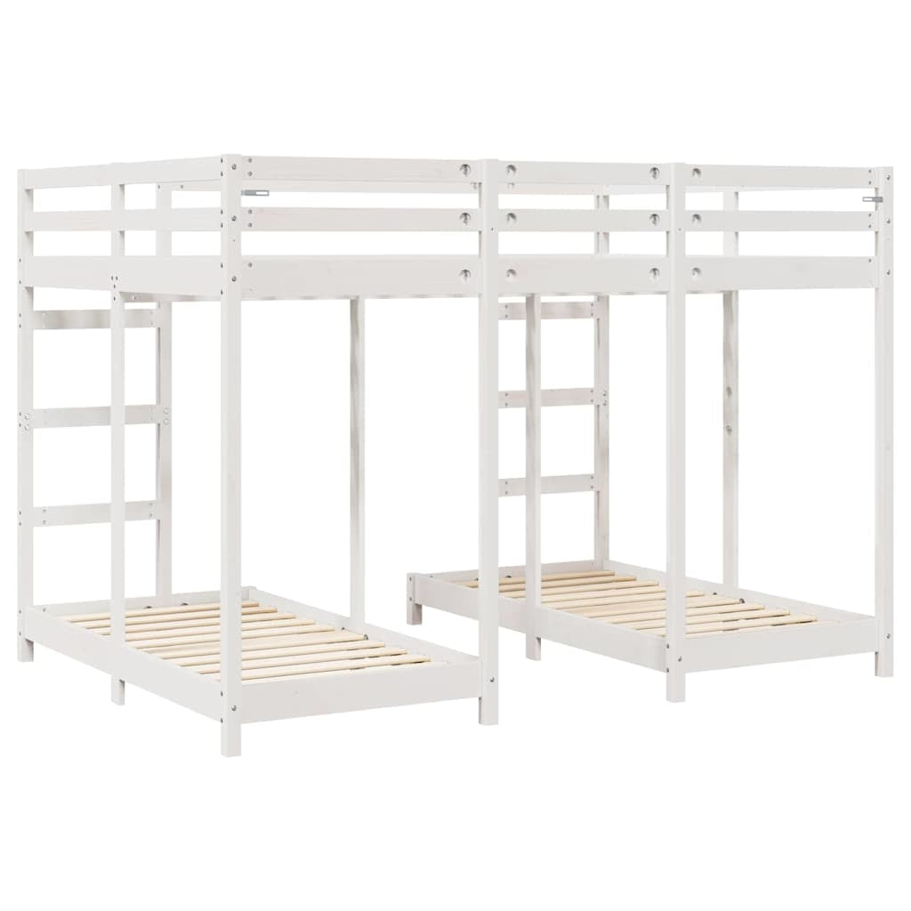 Cadre de lit superposé triple Blanc 140 x 200 cm Pin massif - XIOS