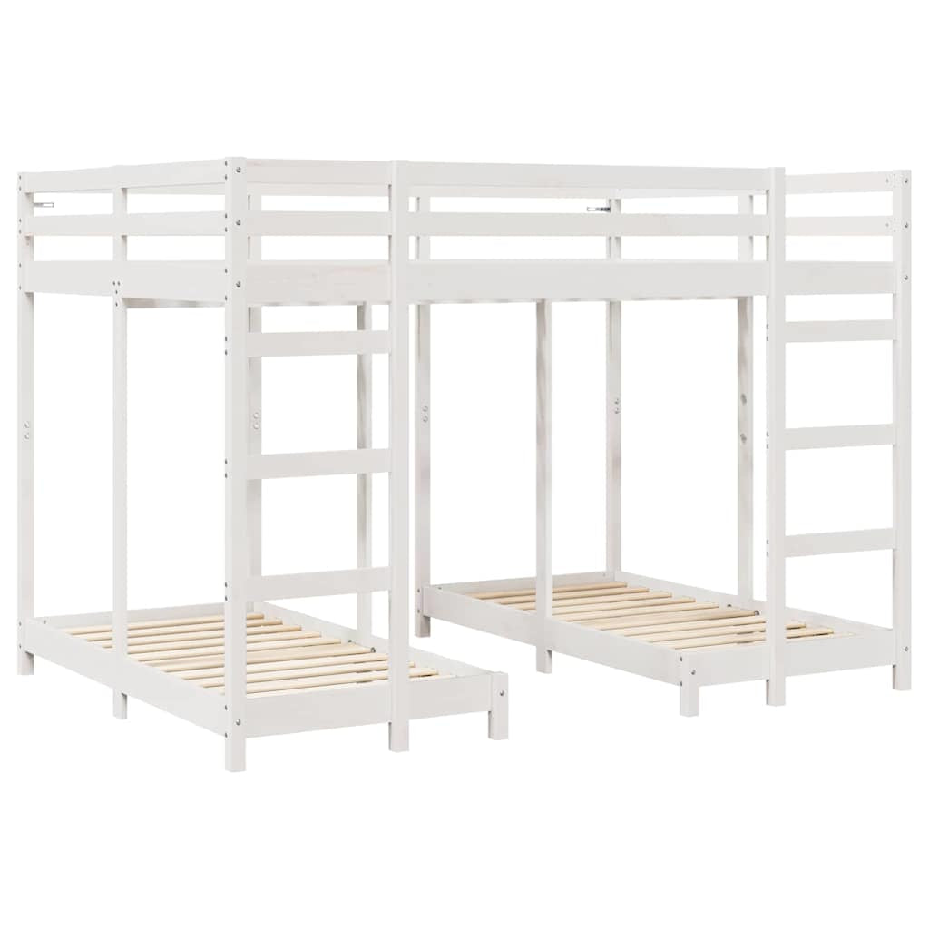 Cadre de lit superposé triple Blanc 140 x 200 cm Pin massif - XIOS