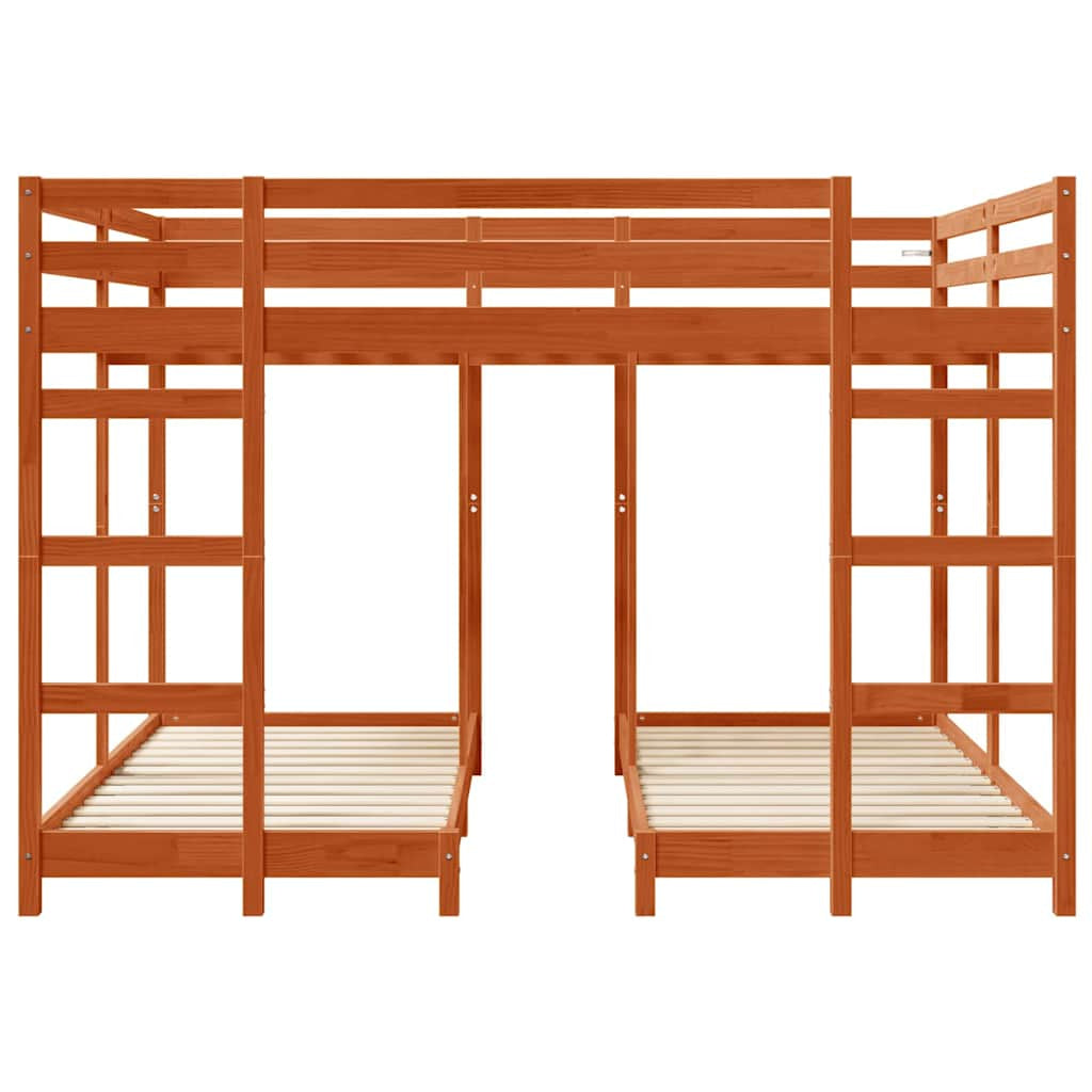 Cadre de lit superposé triple Marron cire 160 x 200 cm - XIOS