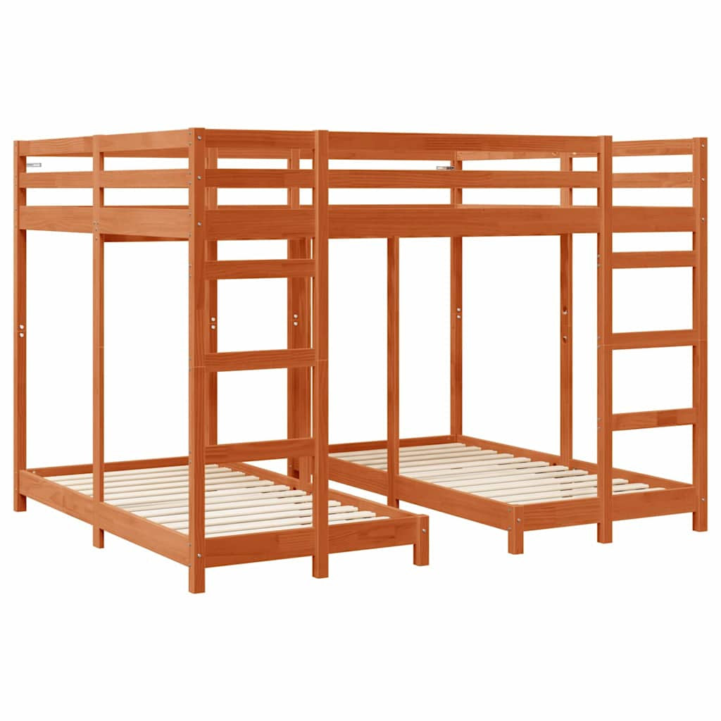 Cadre de lit superposé triple Marron cire 160 x 200 cm - XIOS