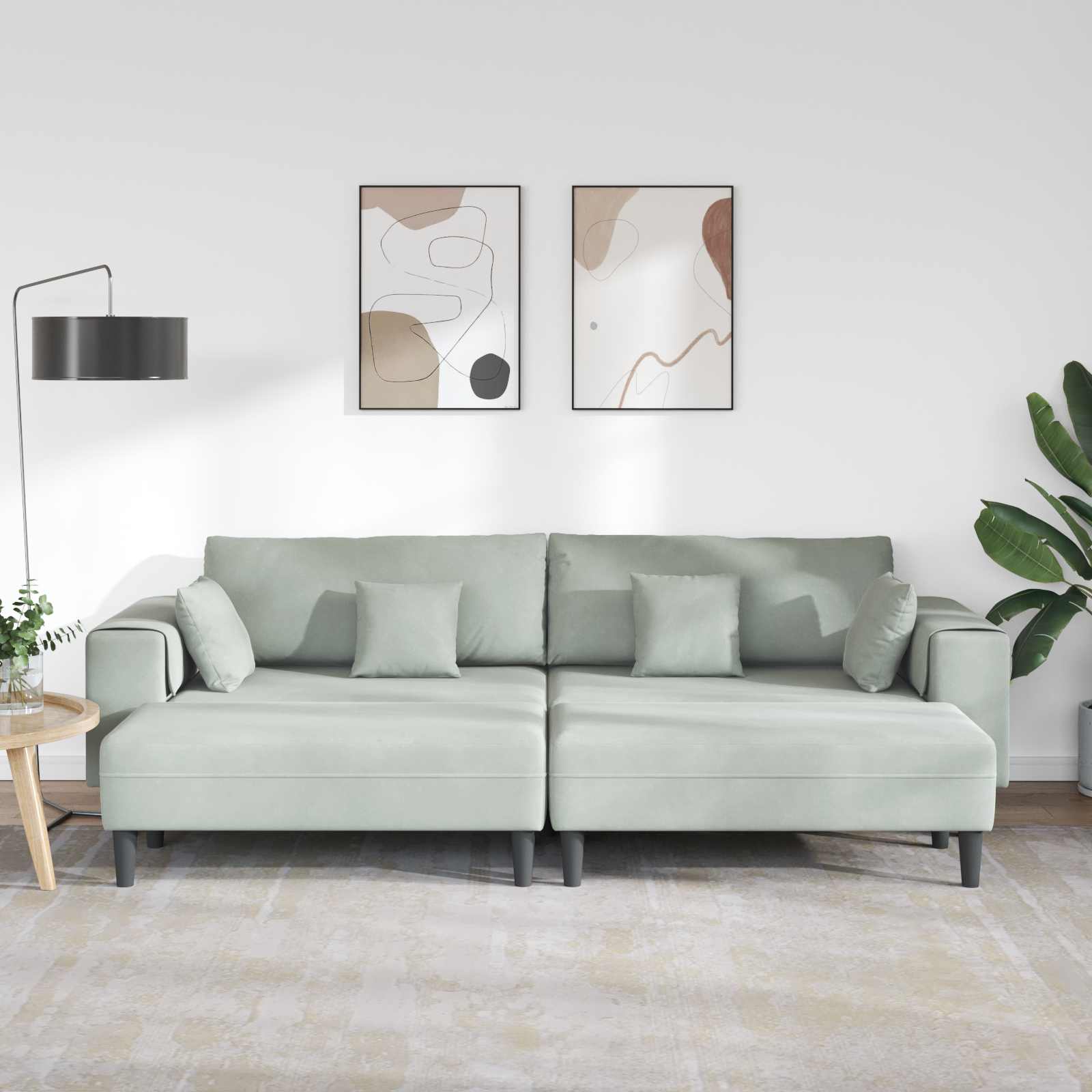 Canapé 3 pc Gris clair Velours - XIOS