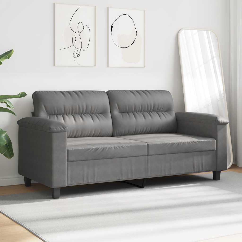 Canapé à 2 places Gris foncé 140 cm Tissu microfibre - XIOS