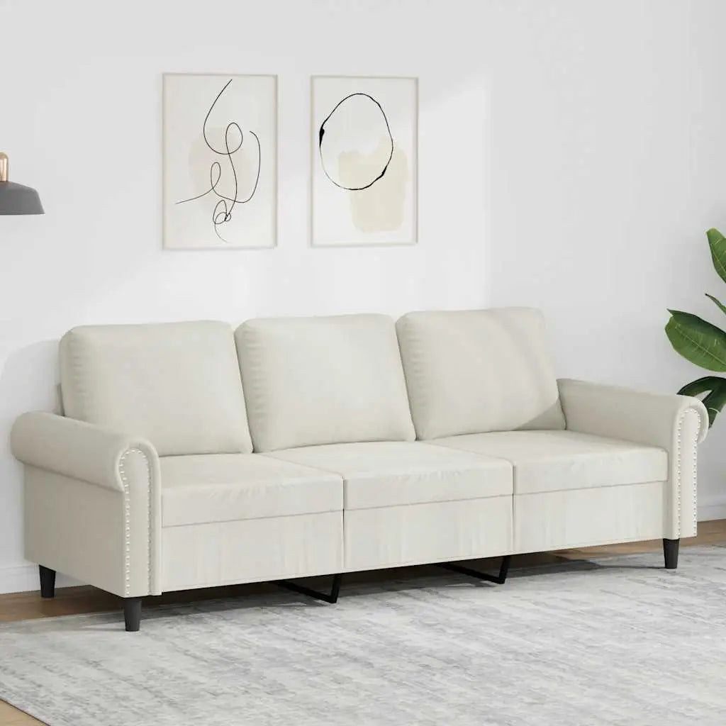 Canapé à 3 places Crème 180 cm Velours - XIOS