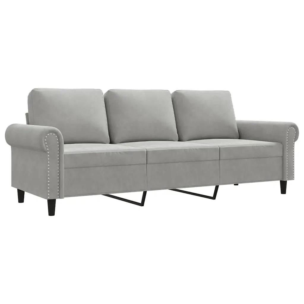 Canapé à 3 places Gris clair 180 cm Velours - XIOS