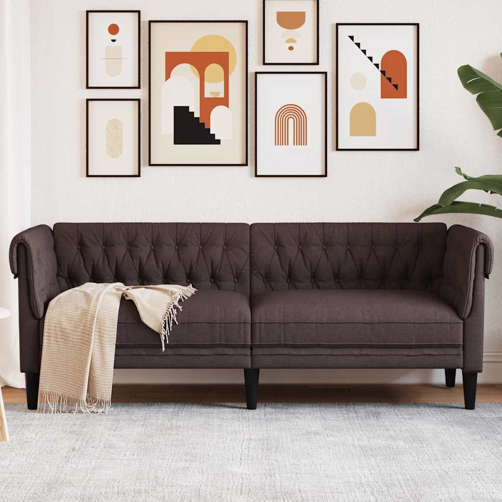 Canapé Chesterfield 3 places marron foncé tissu - XIOS
