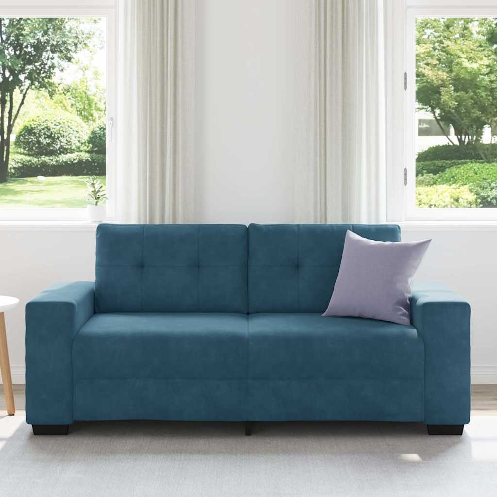 Canapé deux places bleu 180x77x82 cm velours - XIOS