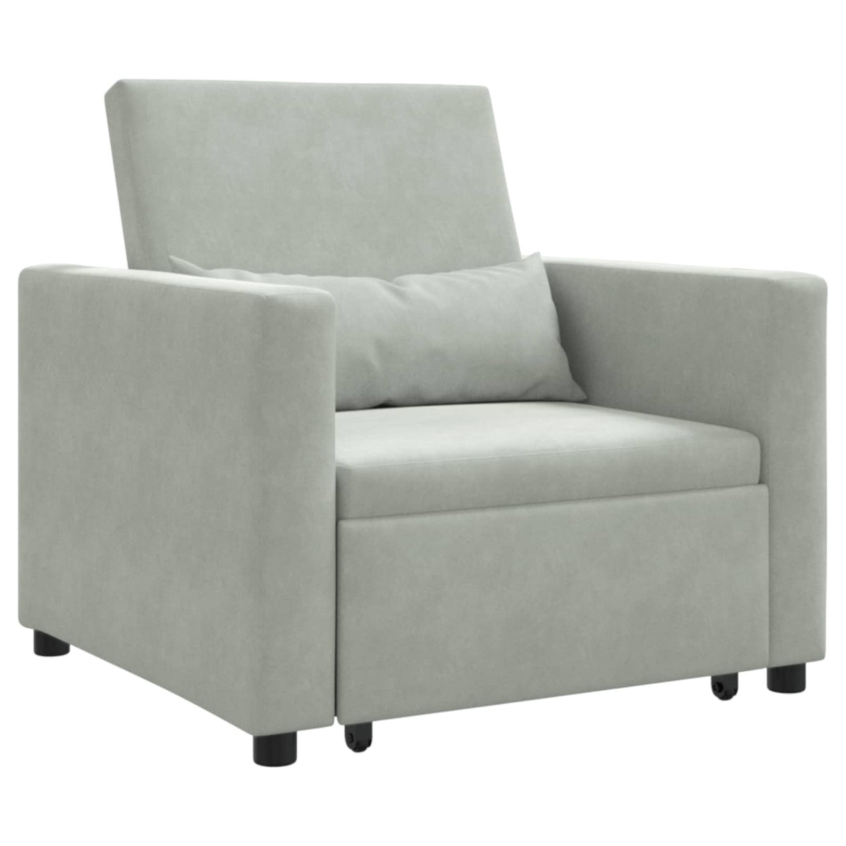 Canapé-lit escamotable simple avec des roues Gris clair Velours - XIOS