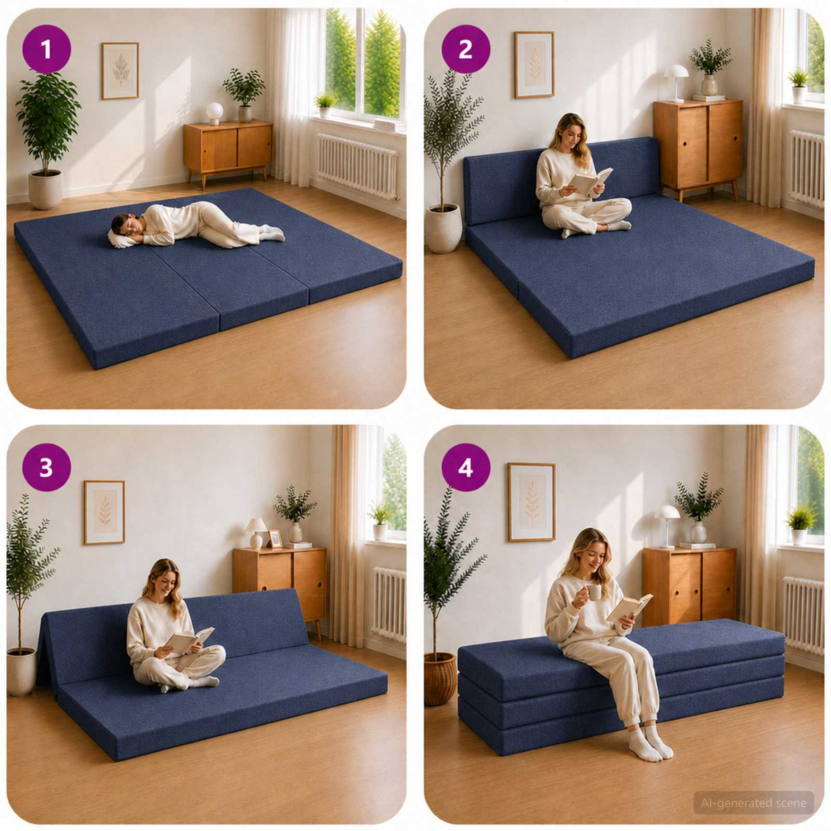 Canapé-lit pliable 200 x 67 x 45 cm Bleu - XIOS