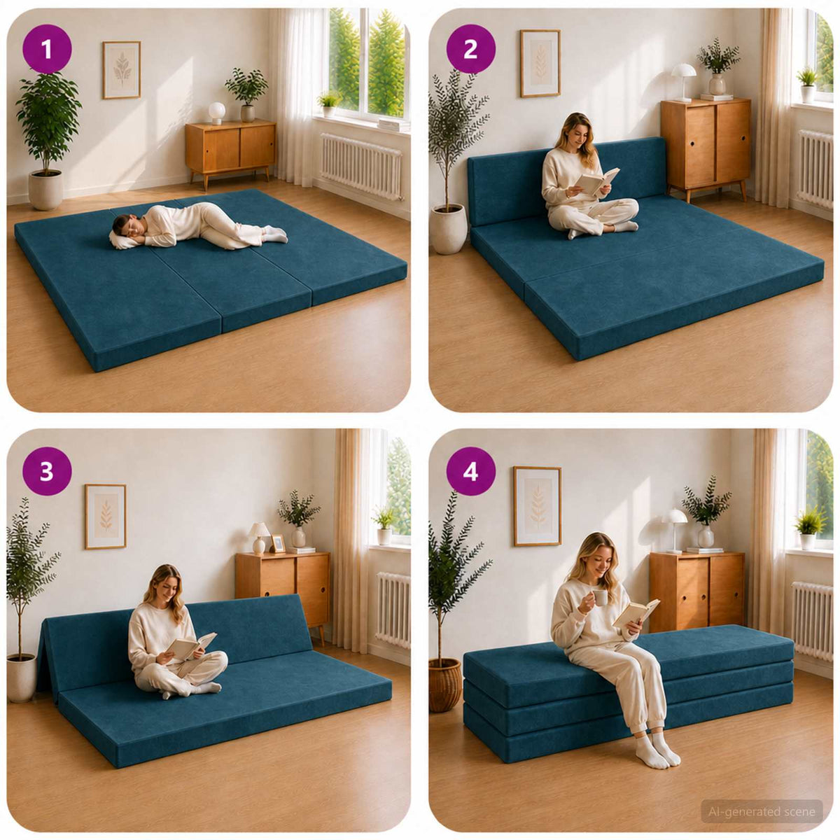 Canapé-lit pliable 200 x 67 x 45 cm Bleu - XIOS