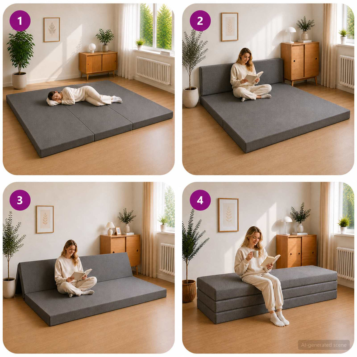 Canapé-lit pliable 200 x 67 x 45 cm Gris clair - XIOS