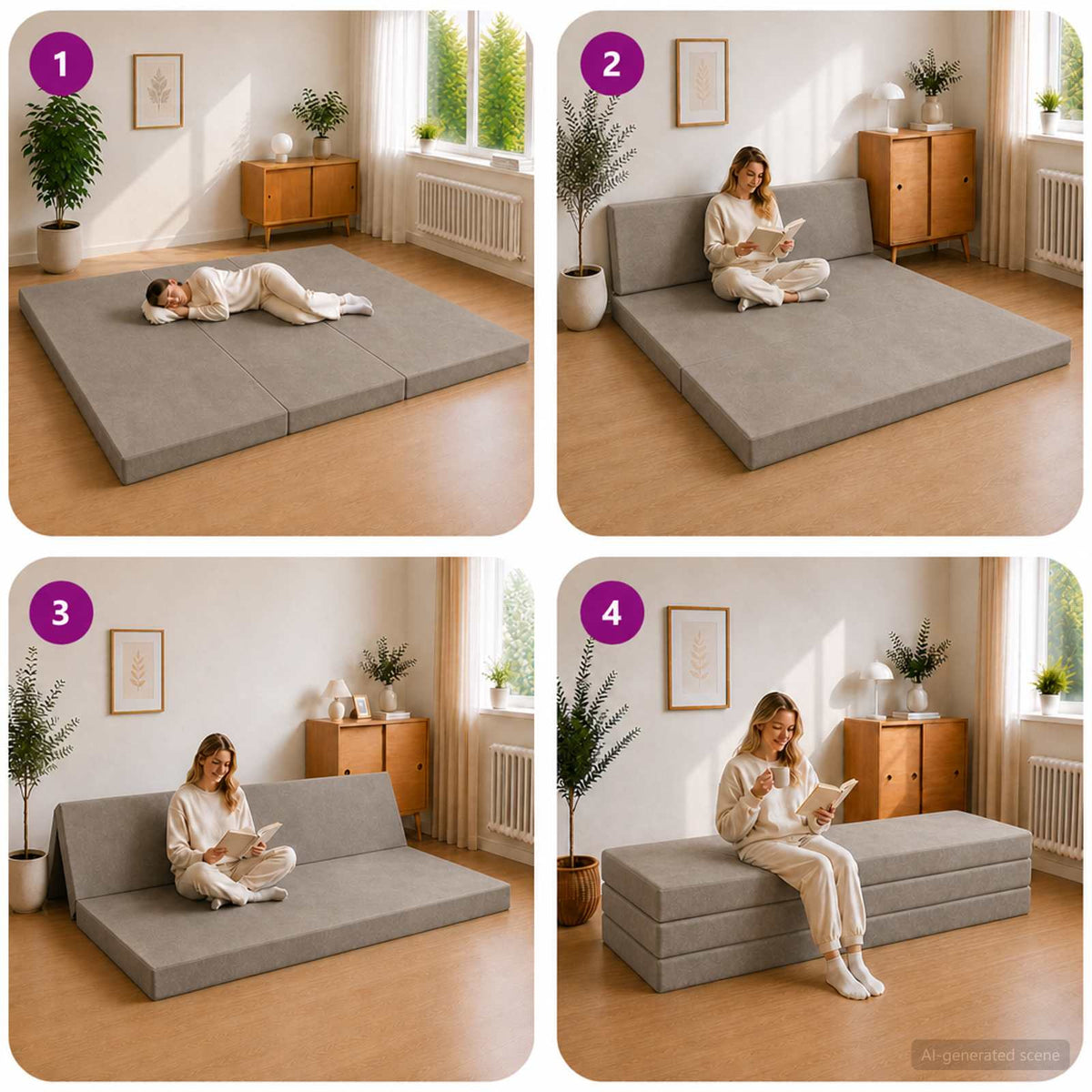 Canapé-lit pliable 200 x 67 x 45 cm Gris clair - XIOS