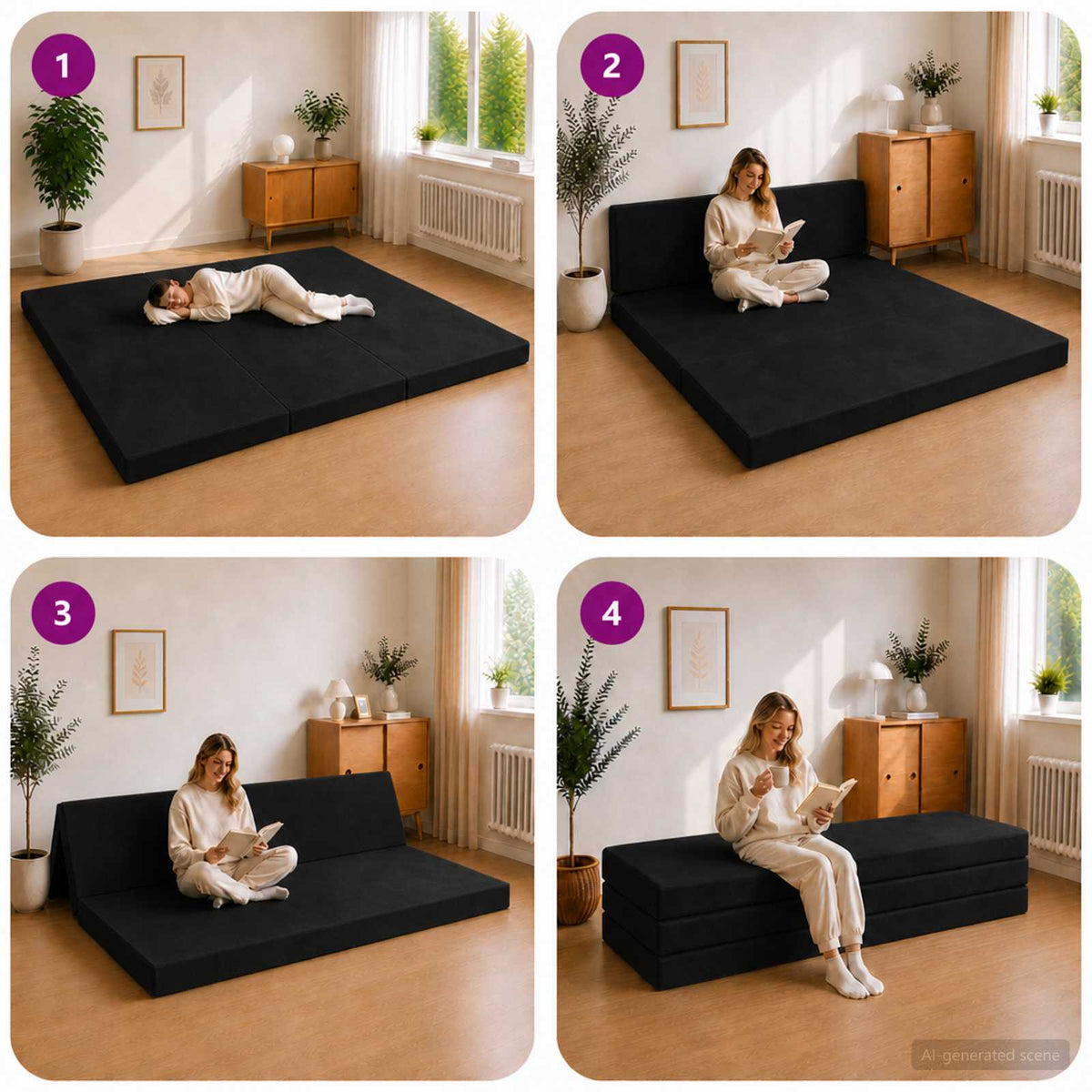 Canapé-lit pliable 200 x 67 x 45 cm Noir - XIOS