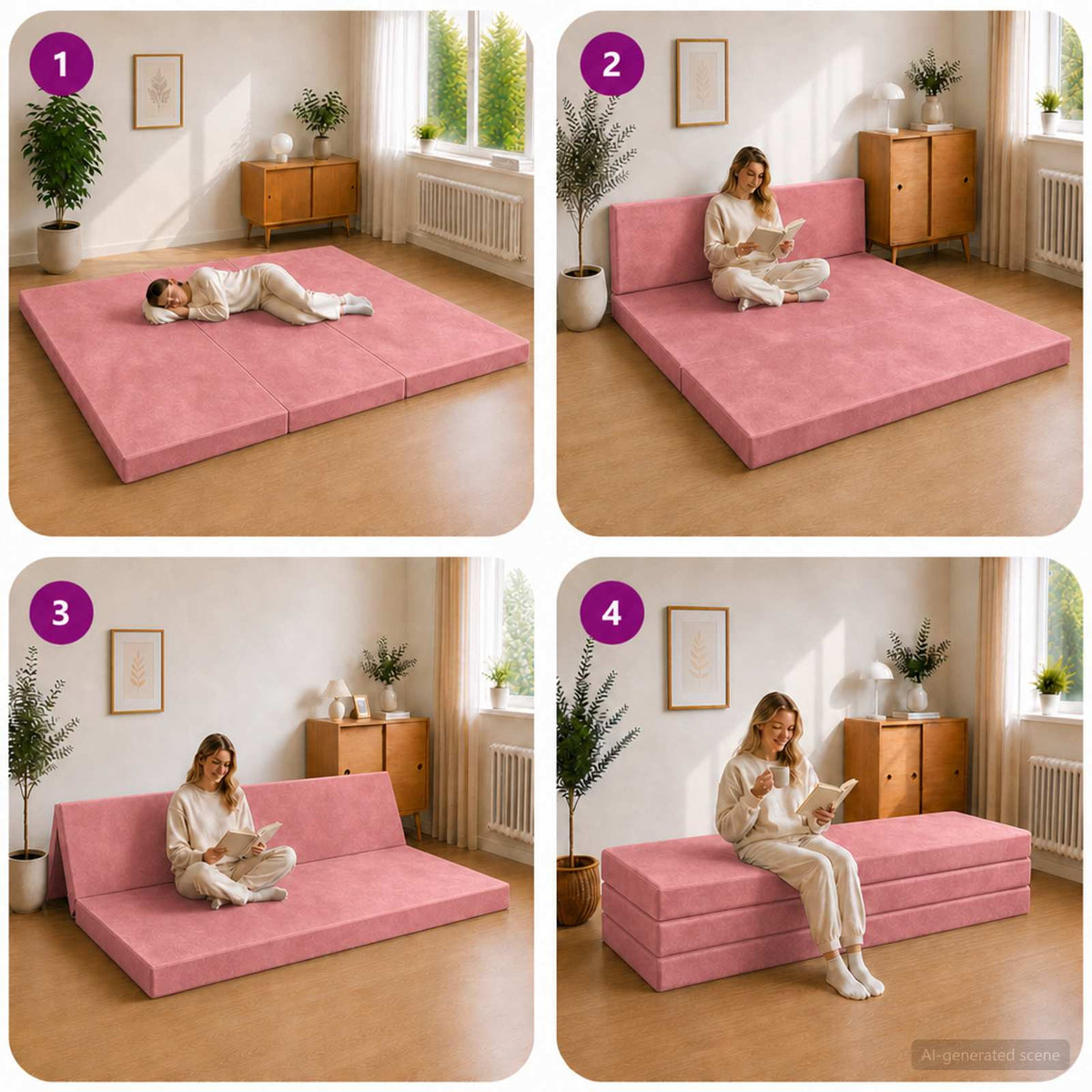 Canapé-lit pliable 200 x 67 x 45 cm Rose - XIOS