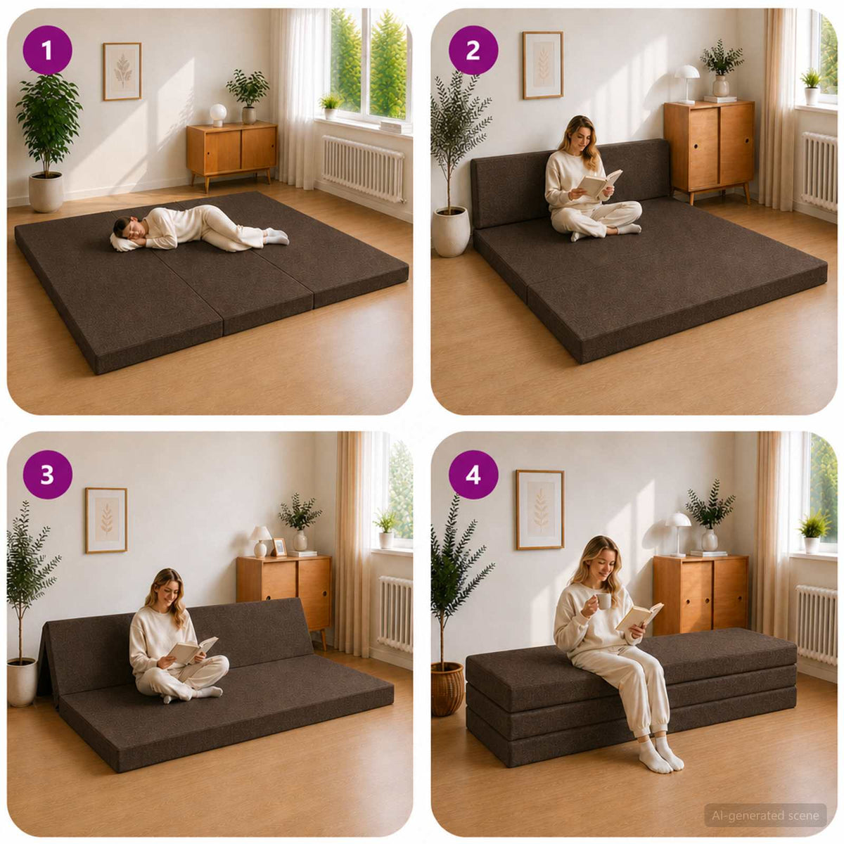 Canapé-lit pliable 200 x 67 x 45 cm Taupe - XIOS