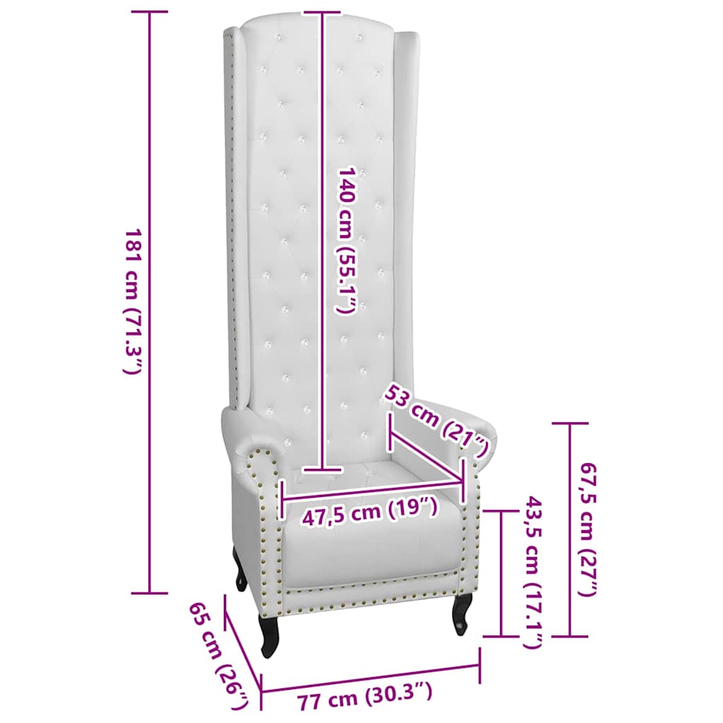 Chaise à dossier haut blanc similicuir - XIOS