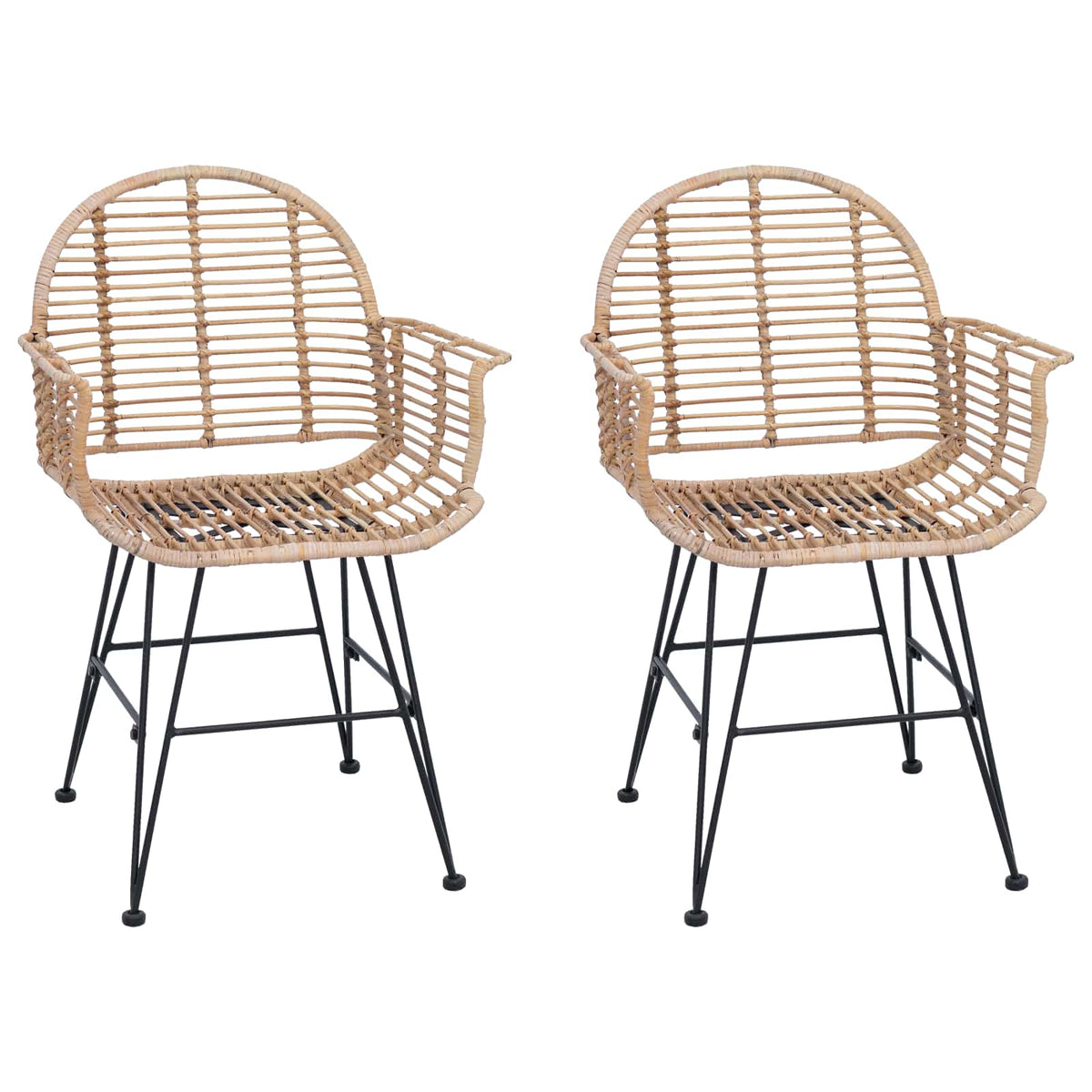 Chaise de salle à manger 2 pc Rotin et métal Naturel - XIOS