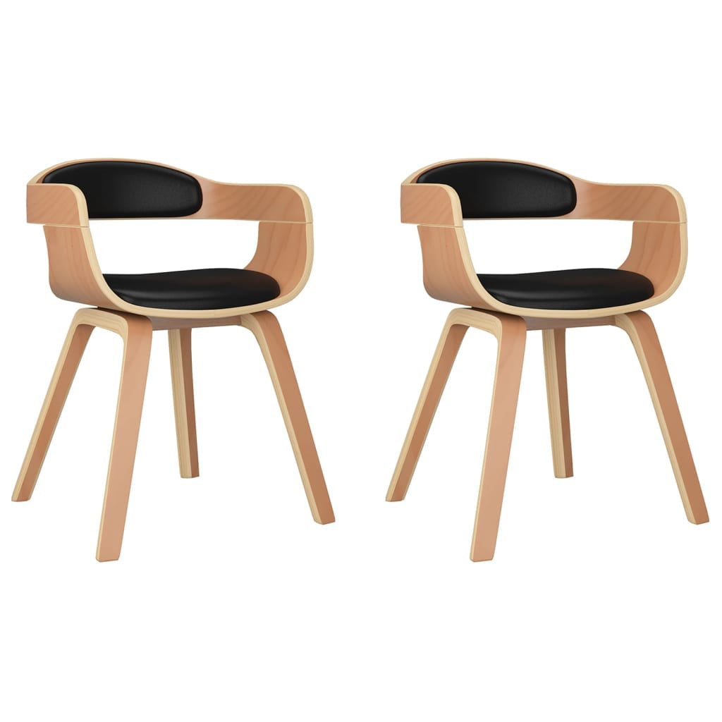 Chaises à manger lot de 2 noir bois courbé et similicuir - XIOS