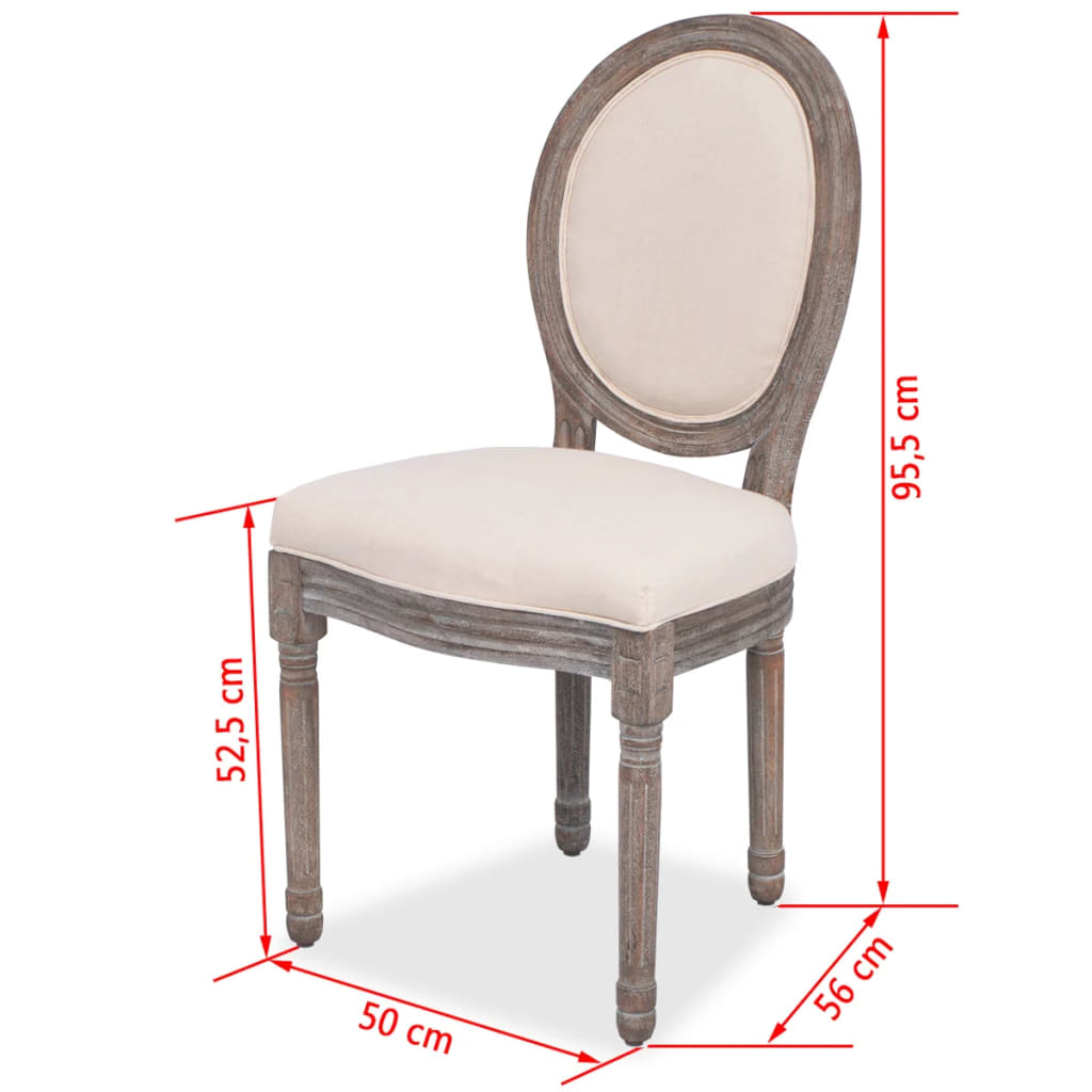 Chaises à manger lot de 6 crème tissu - XIOS
