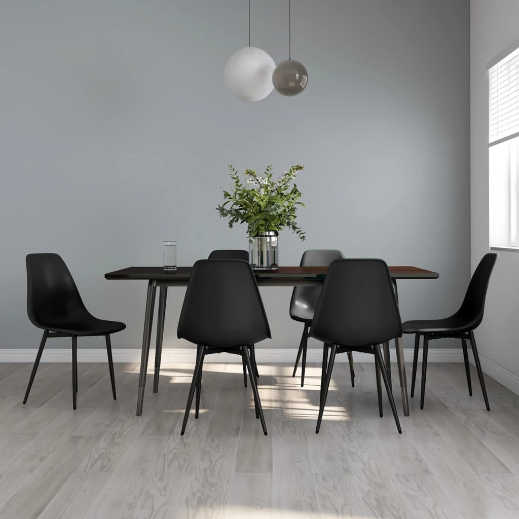 Chaises à manger lot de 6 noir PP - XIOS