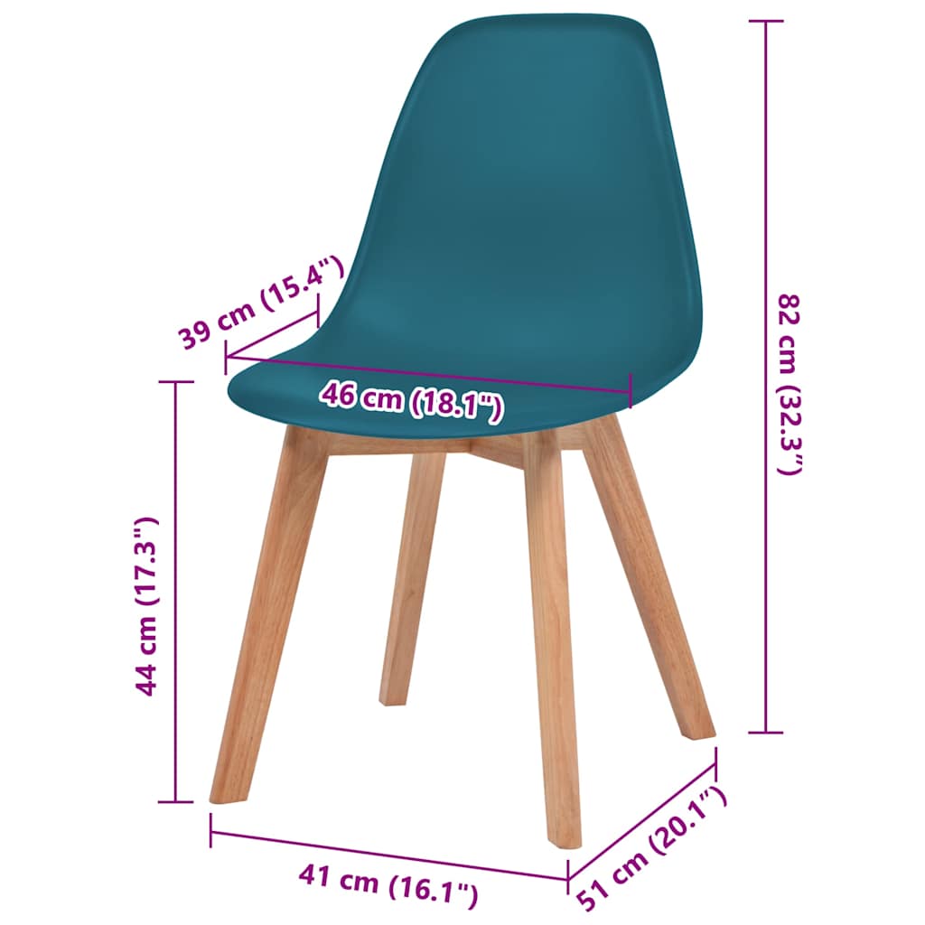 Chaises à manger lot de 6 Turquoise Plastique - XIOS