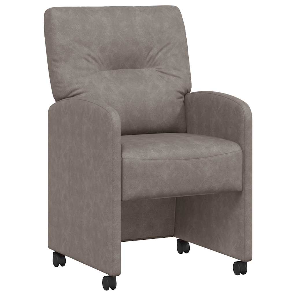 Chaises de Salle à Manger avec Roues 2 pc Simili cuir Gris - XIOS