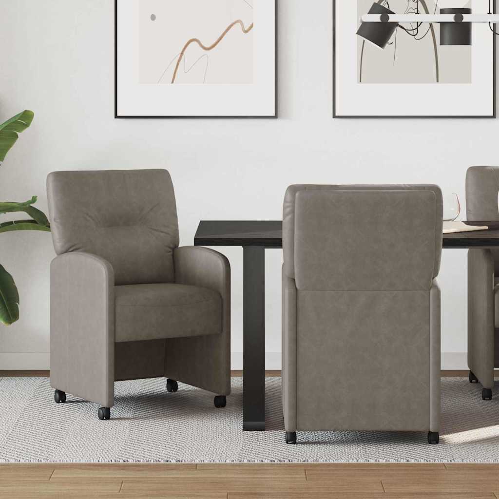 Chaises de Salle à Manger avec Roues 2 pc Simili cuir Gris - XIOS